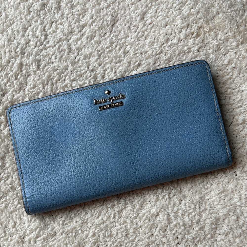 kate spade Blue Pebbled Leather Continental Wallet